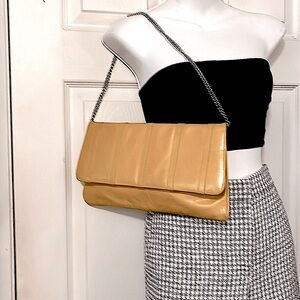 Riccardo Vintage Yellow Leather Envelope Clutch Chain Shoulder Bag Small Purse